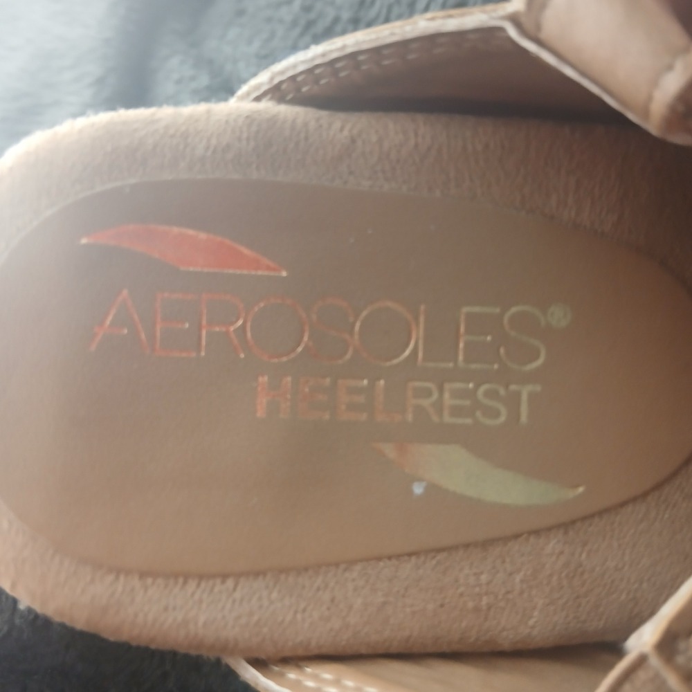 Aerosoles Heel Rest Women's Tan Slingback Wedge Sandals Size 8M‎ - Picture 6 of 9